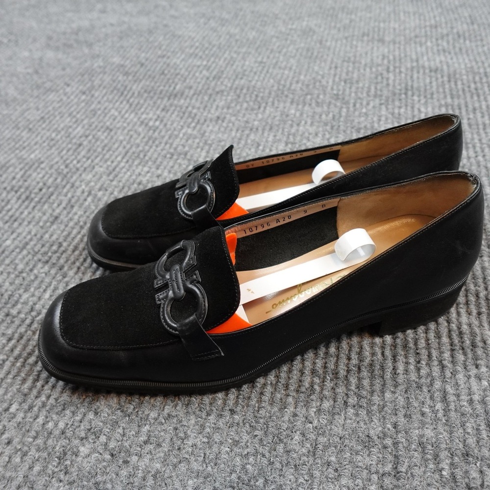 Salvatore Ferragamo Black Suede & Leather Loafers - Picture 2 of 6